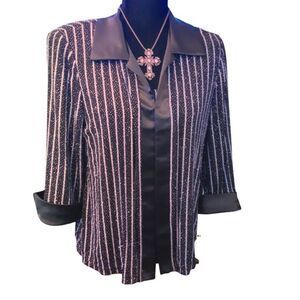 R&M Richards Jacket and Top SetLayered-Look with‎ Attached Cami Rose/Blk size M